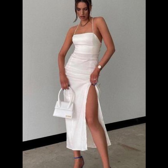 long white boho dress Mqtime Slip White Boho Long Summer Dress Women 2022 Solid Color Backle   mqtime
